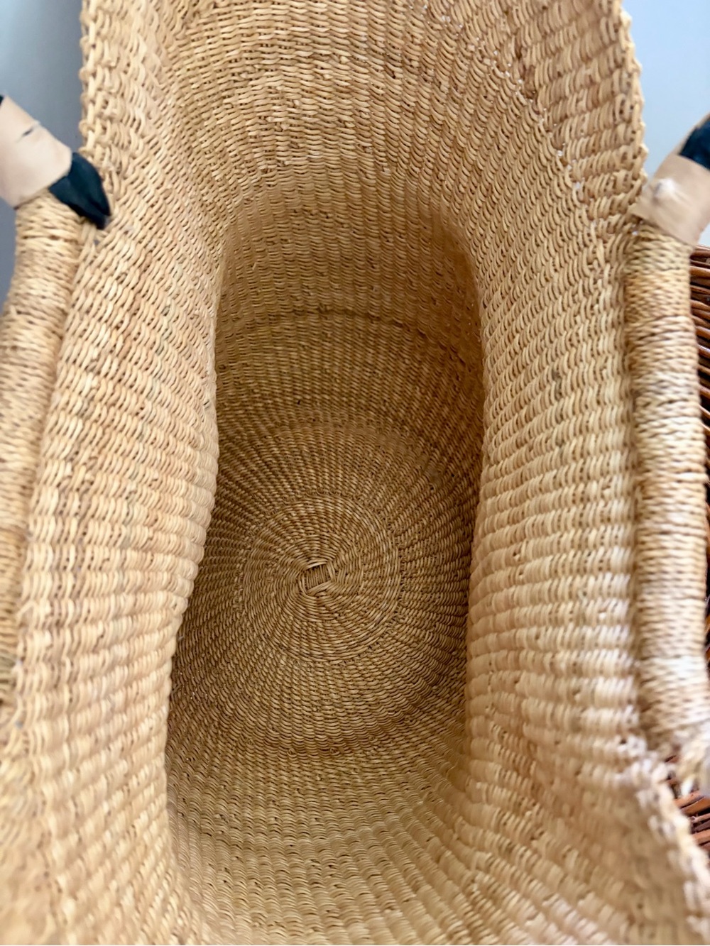 Large Woven Straw Tote Bag Leather Handles Boho Market Beach Bag - Picture 3 of 8
